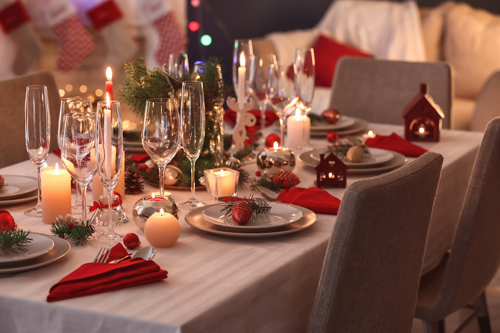 A festive holiday setting on a table